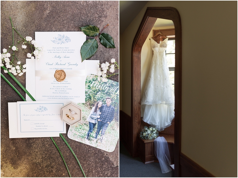 wedding invitation suite with bridal gown