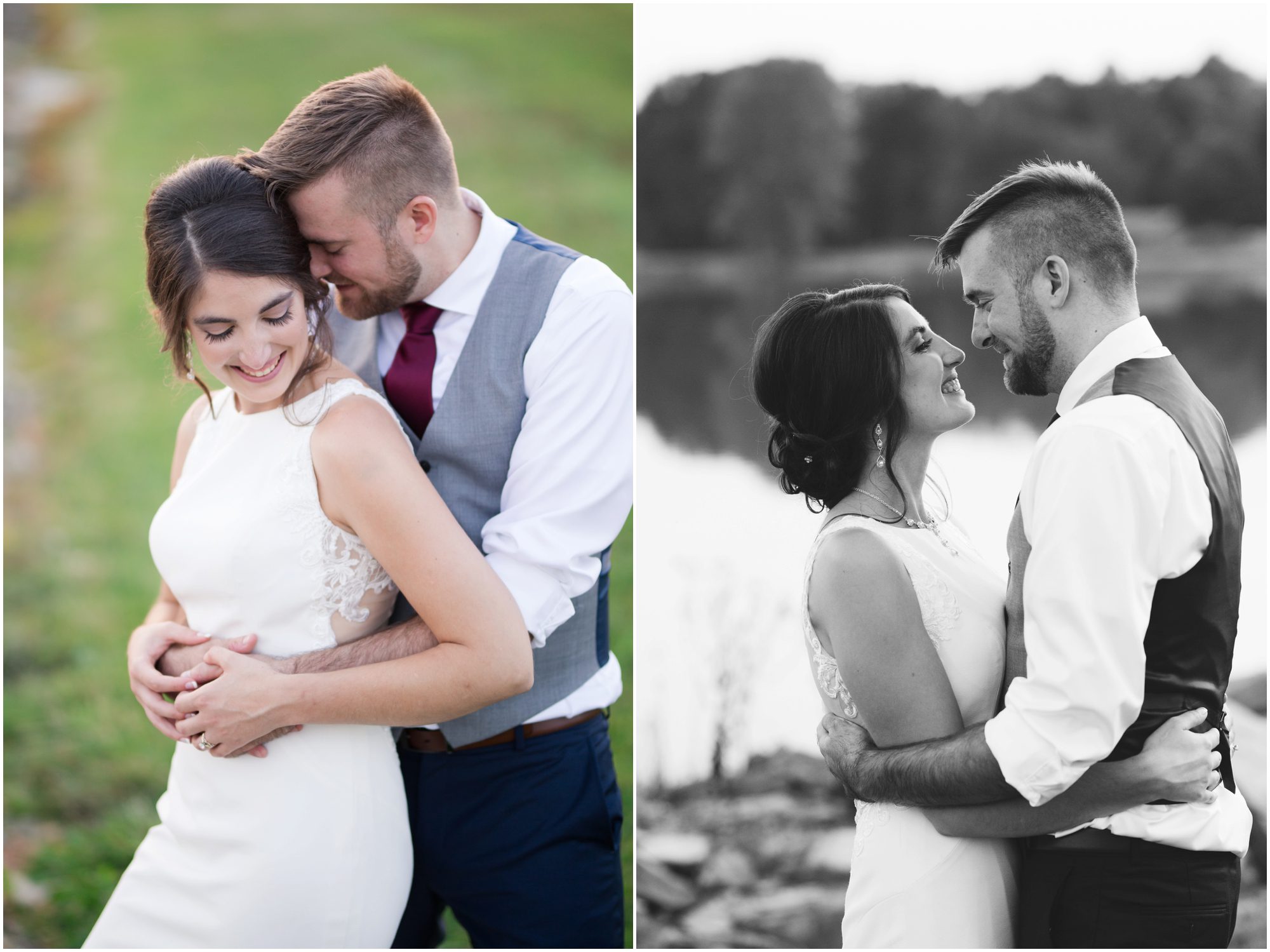 sunset portraits of bride and groom