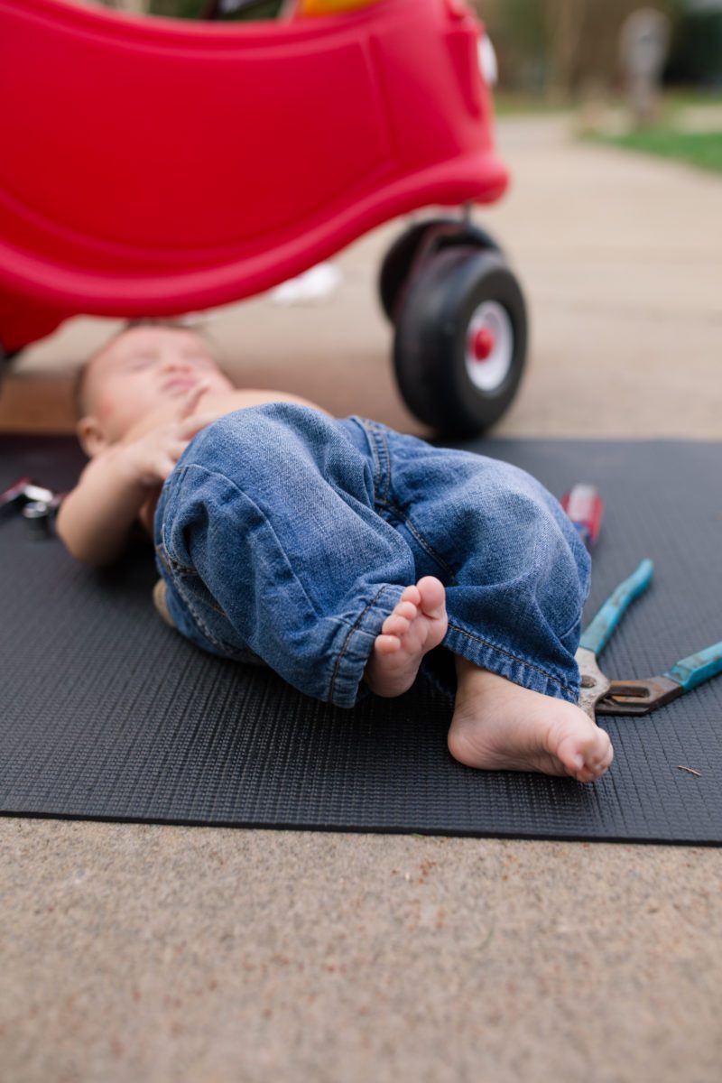 3 month old baby boy spring time in jeans lindsey yeagley photo