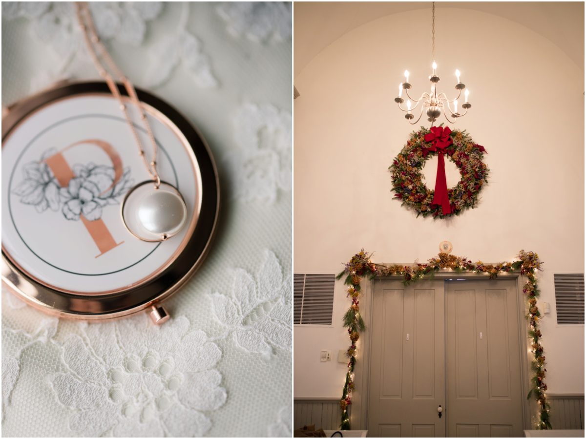 jewelry and christmas wreath