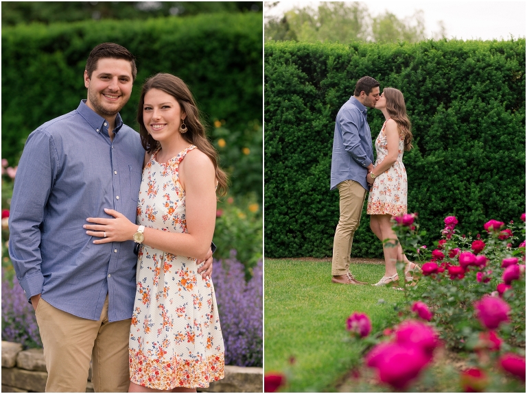engaged couple at the rose gardens in youngstown ohio